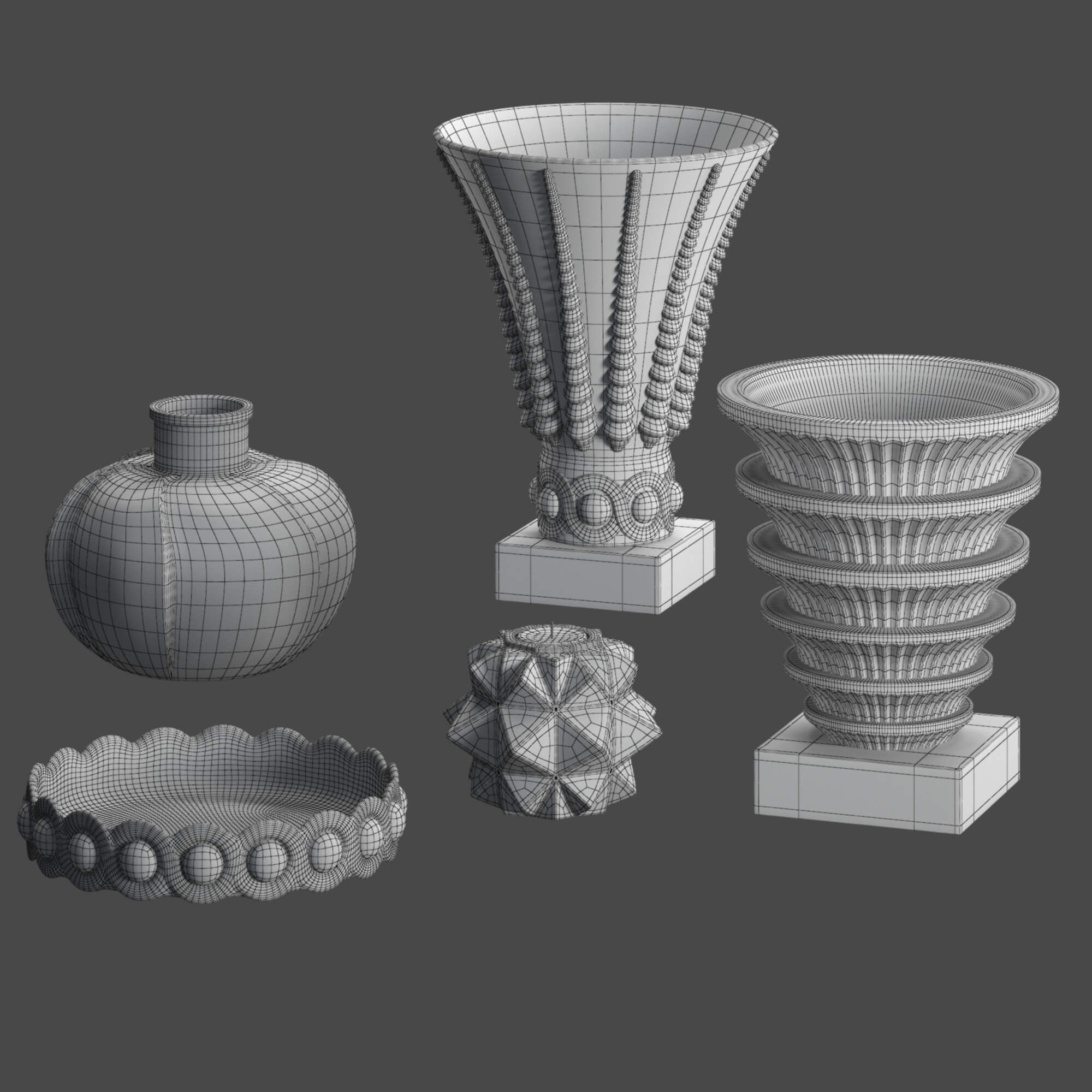 Artdeco Bronze Vases Props Daz Content