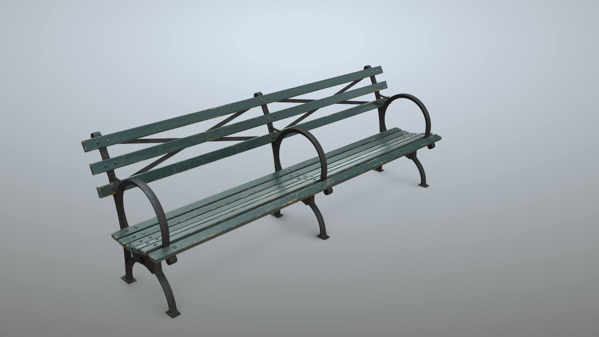 Bench Long Green Props Daz Content