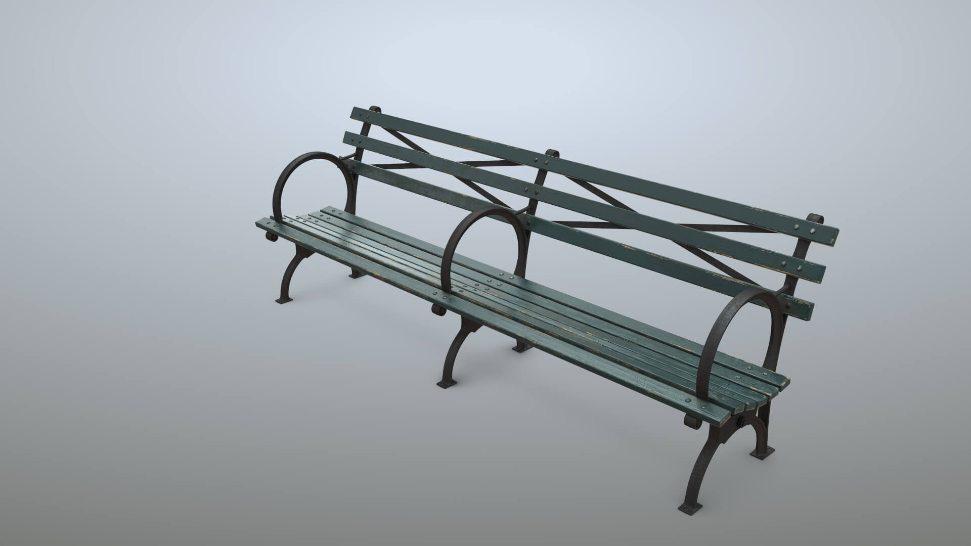 Bench Long Green Props Daz Content