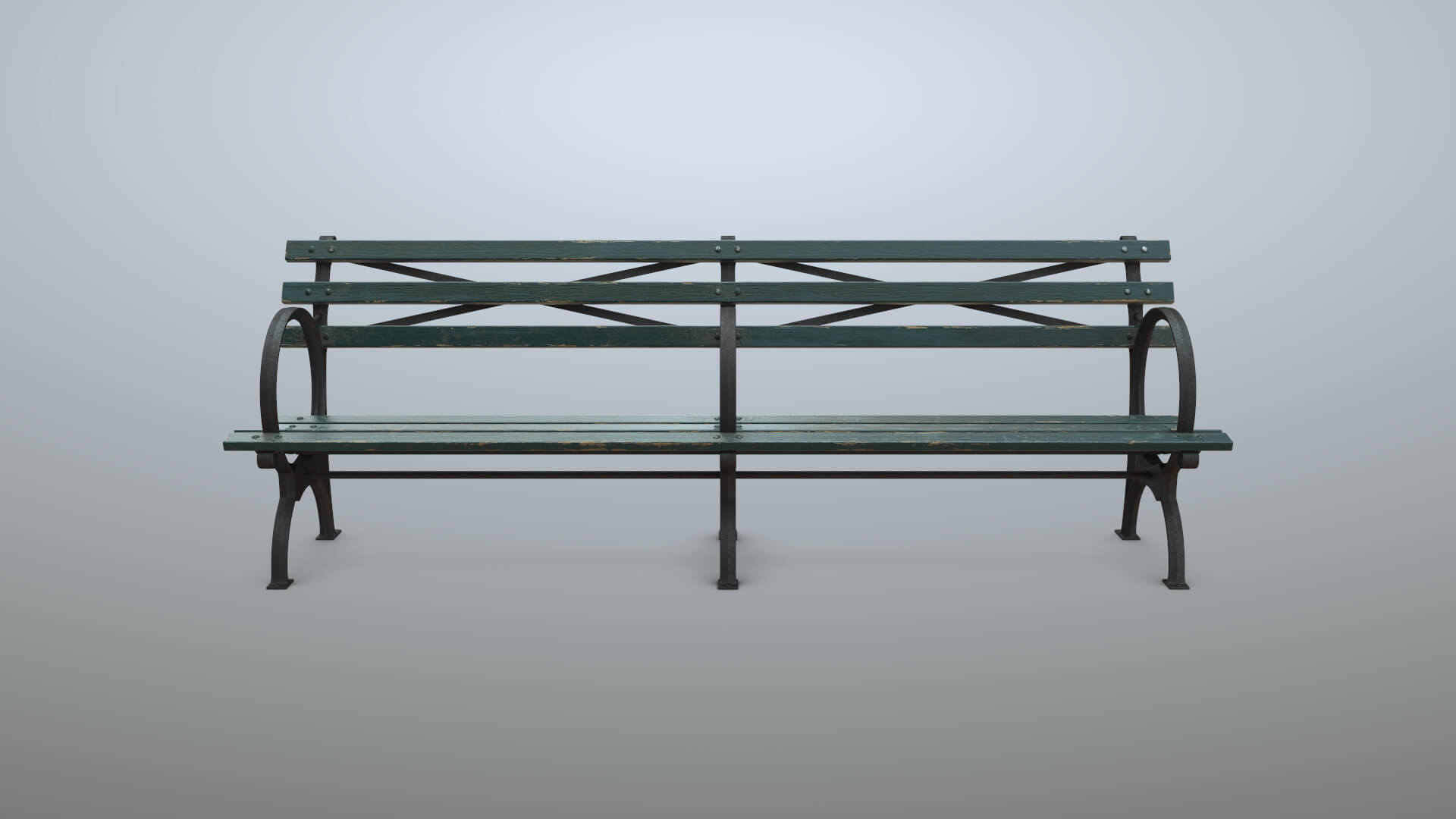 Bench Long Green Props Daz Content