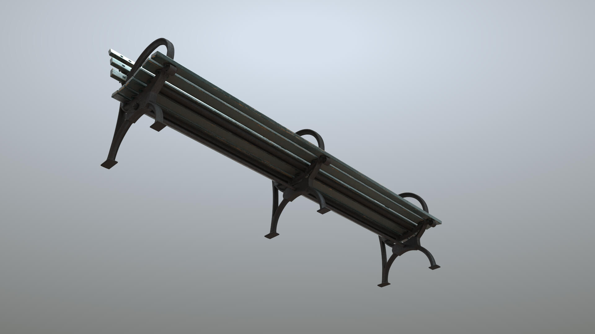 Bench Long Green Props Daz Content