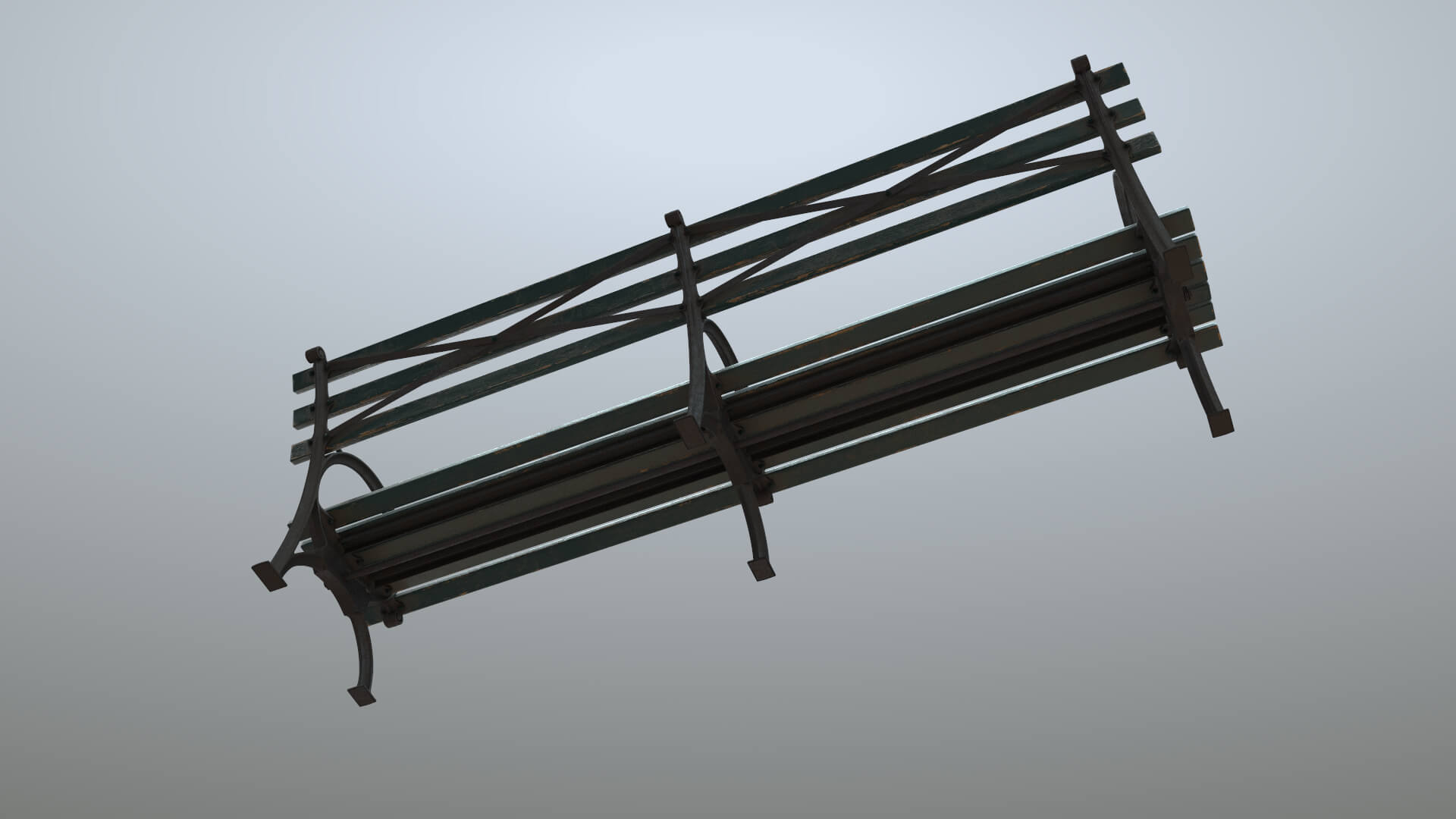 Bench Long Green Props Daz Content