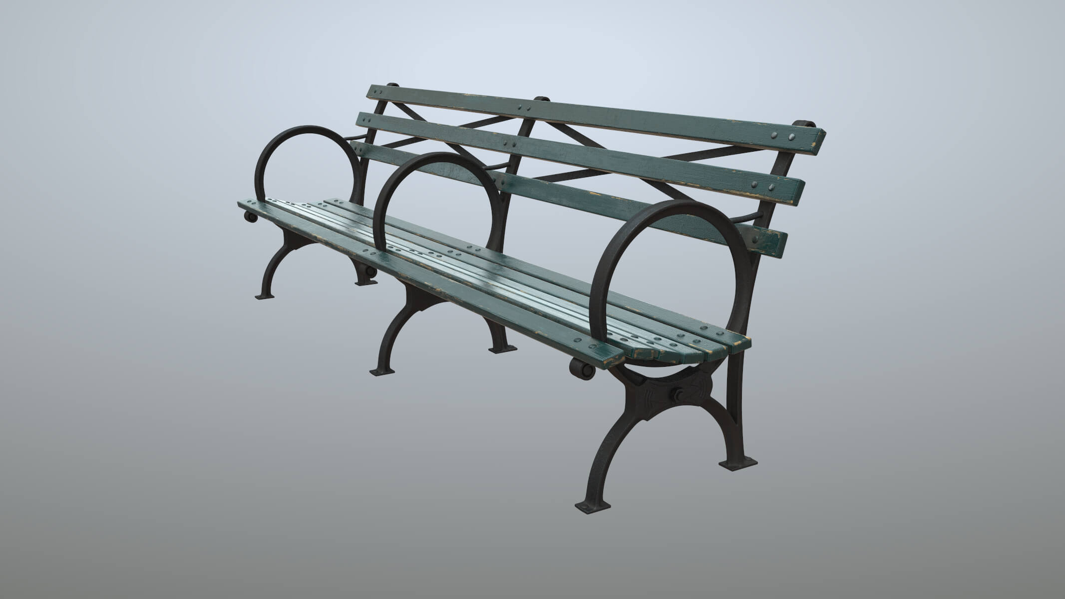 Bench Long Green Props Daz Content