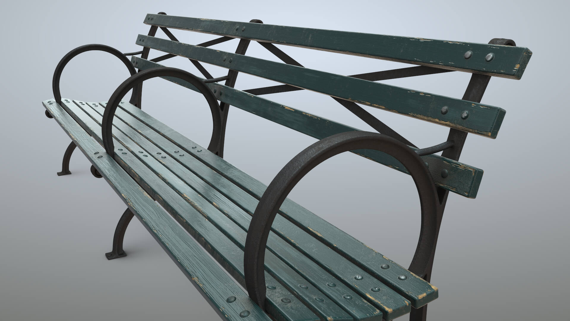 Bench Long Green Props Daz Content