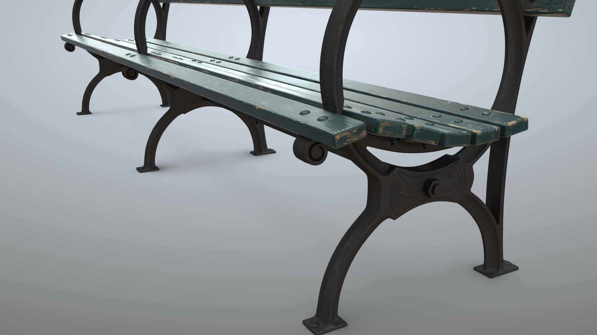 Bench Long Green Props Daz Content