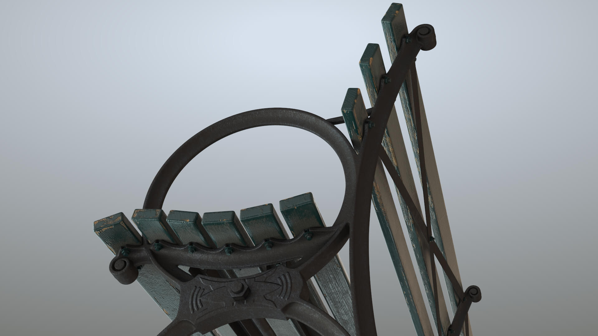 Bench Long Green Props Daz Content