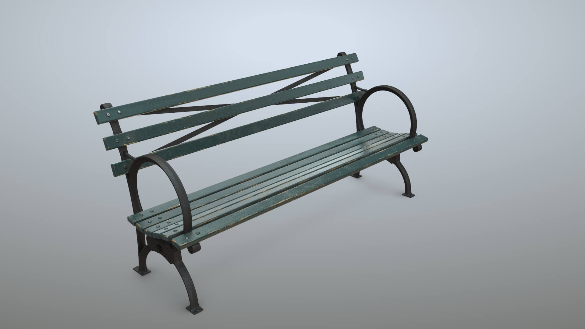 Bench Middle Green Props Daz Content