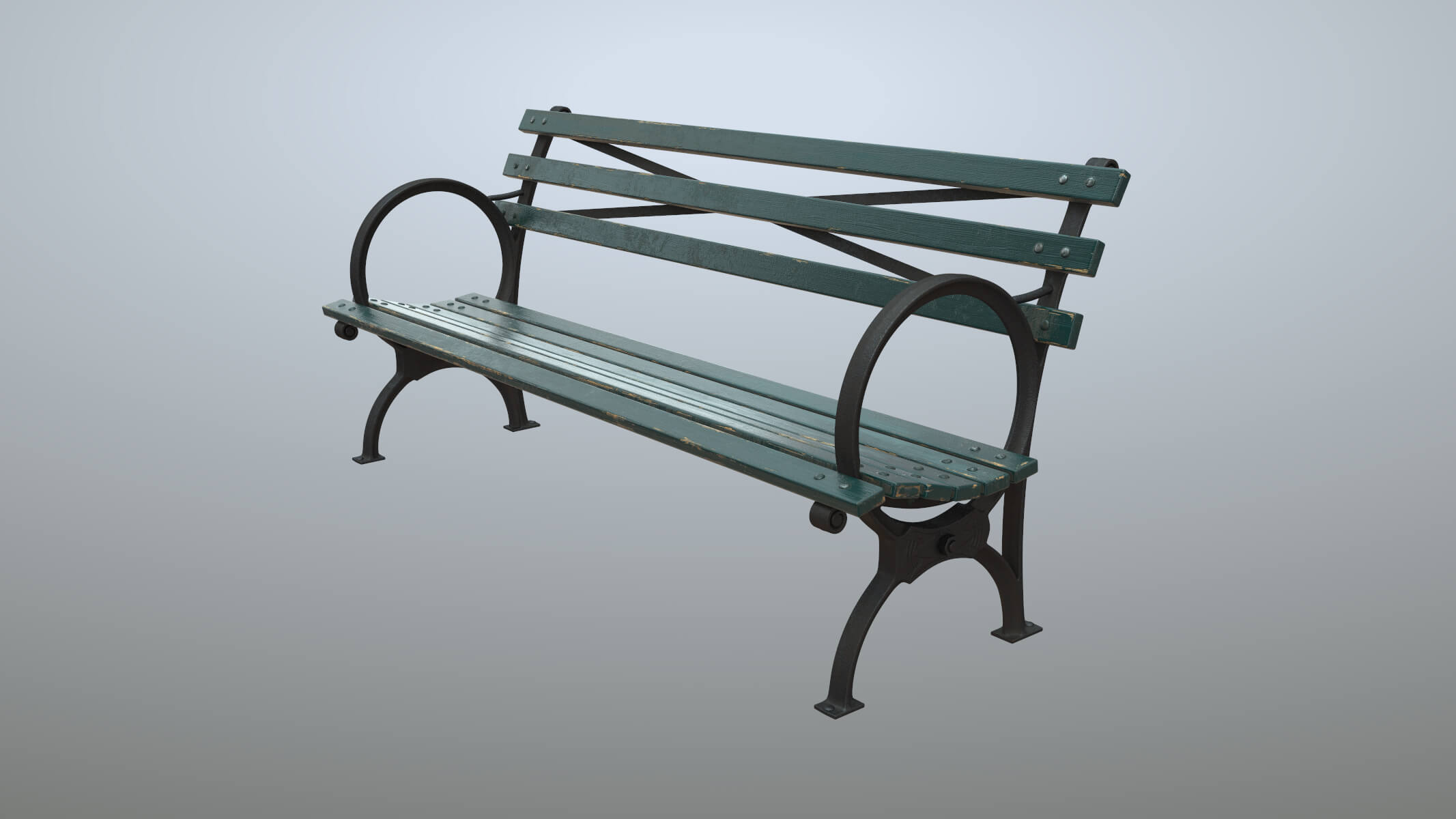 Bench Middle Green Props Daz Content