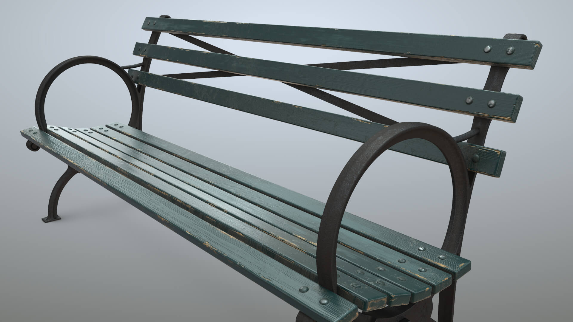 Bench Middle Green Props Daz Content