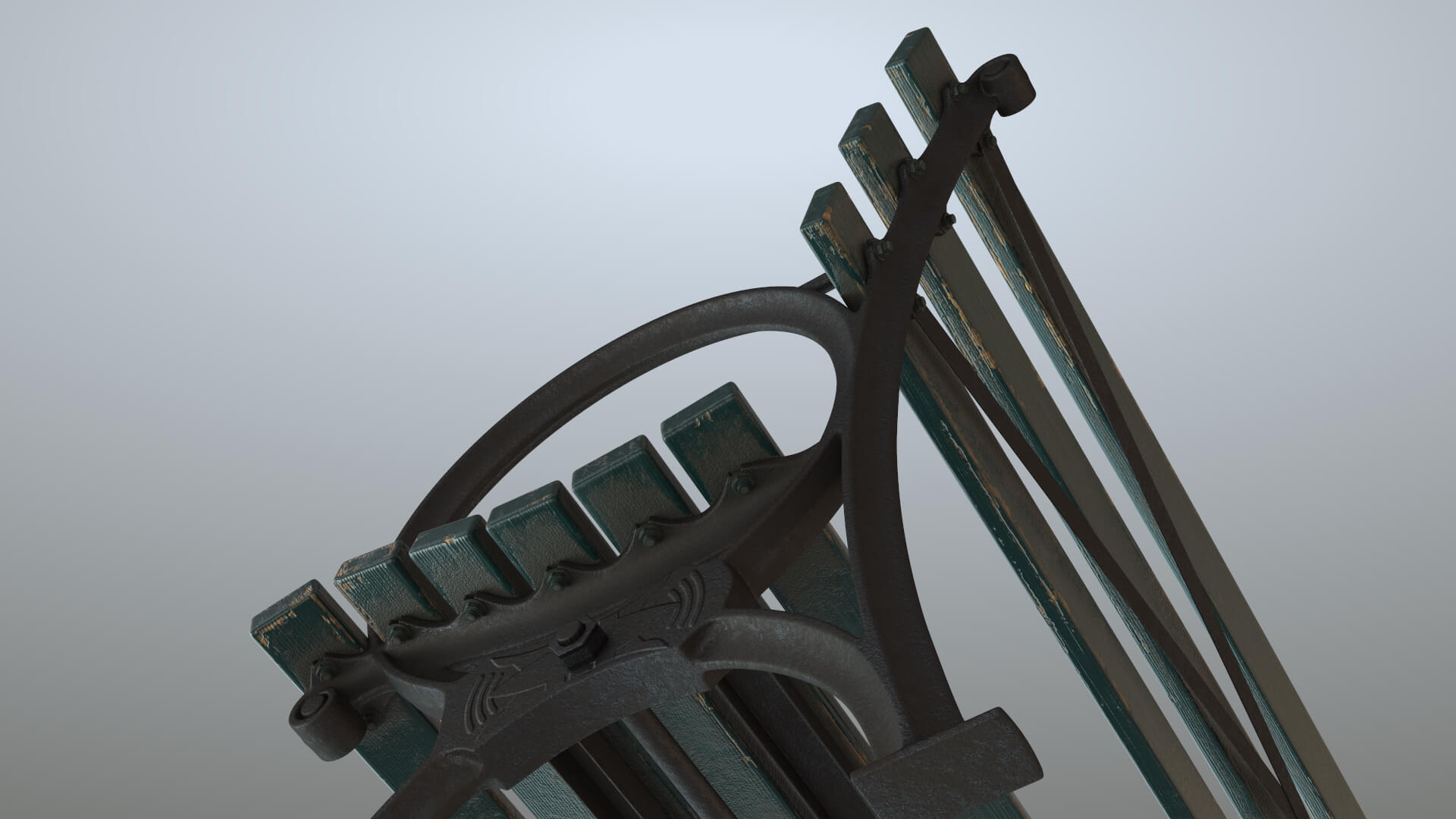 Bench Middle Green Props Daz Content