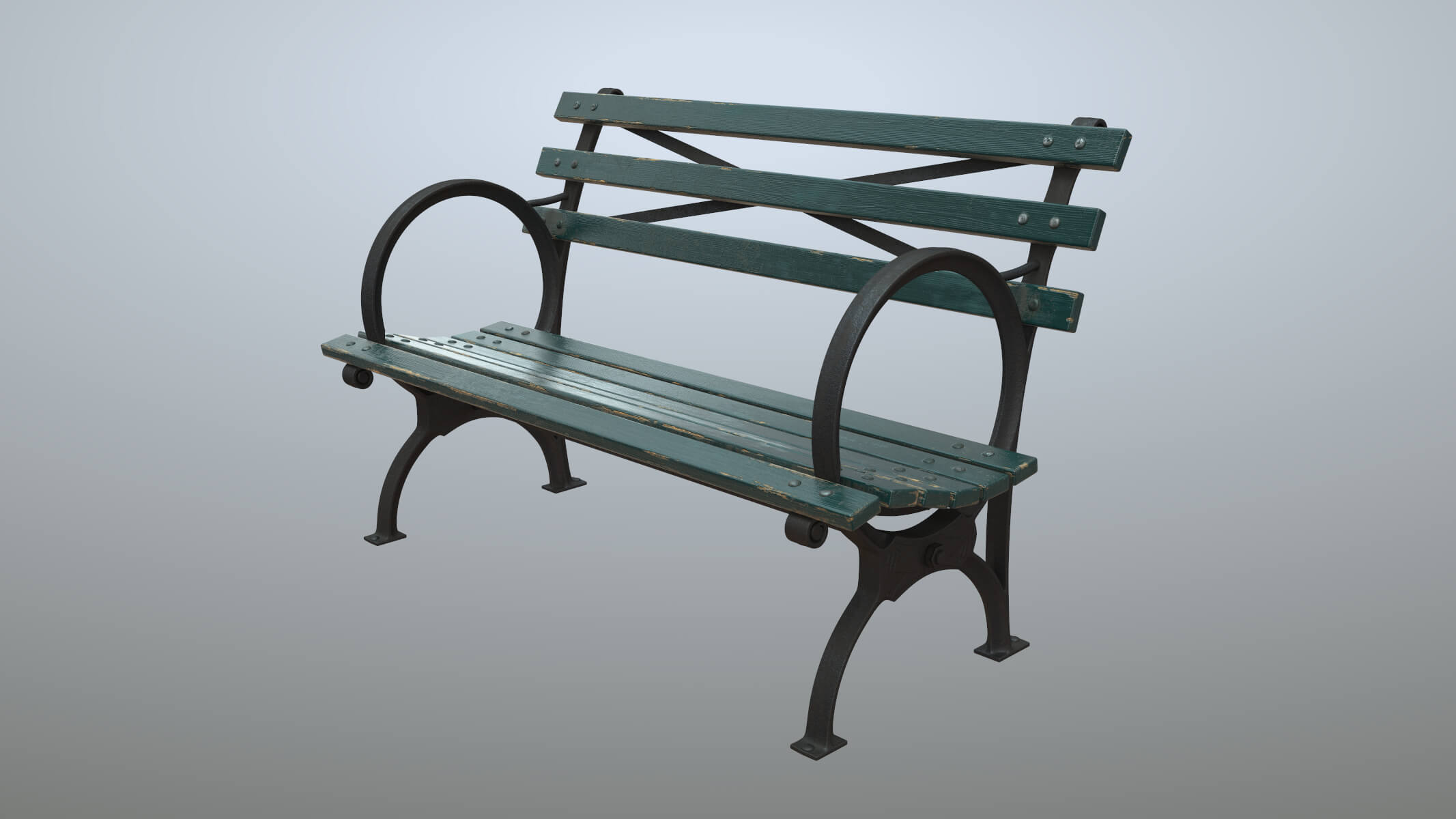 Bench Short Green Props Daz Content