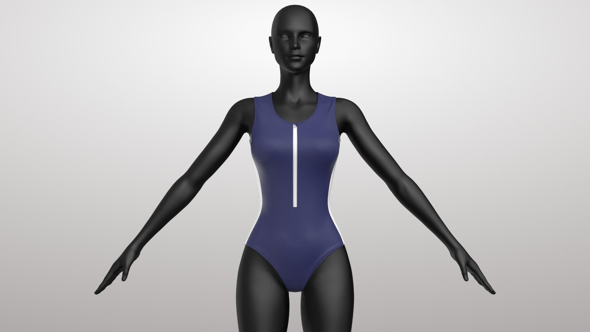 Blue Swimsuit with Zipper 3D Model