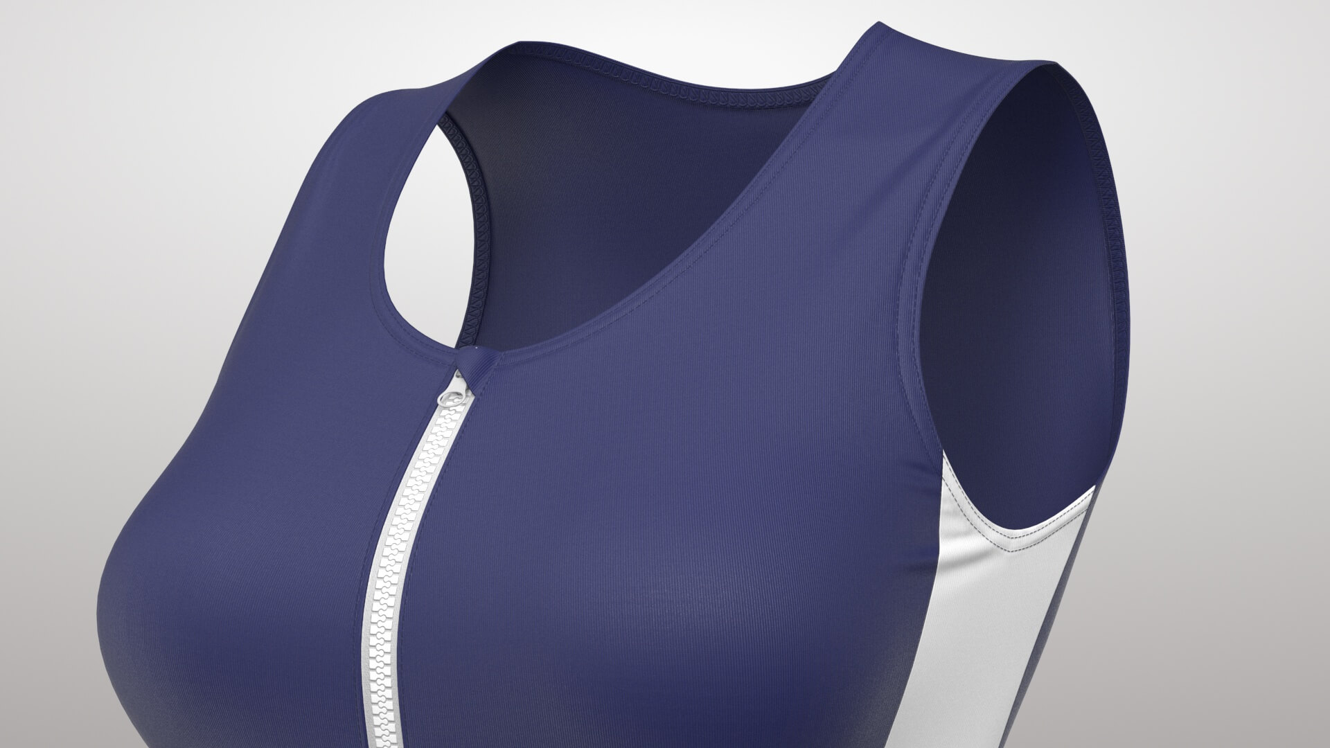 Blue Swimsuit with Zipper 3D Model