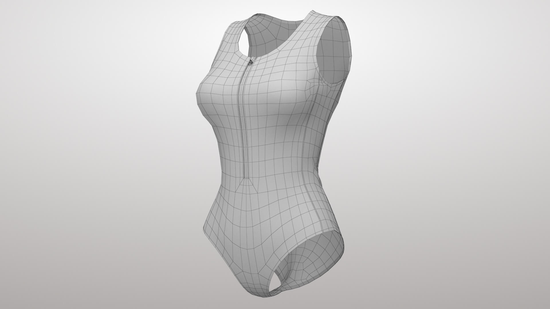 Blue Swimsuit with Zipper 3D Model