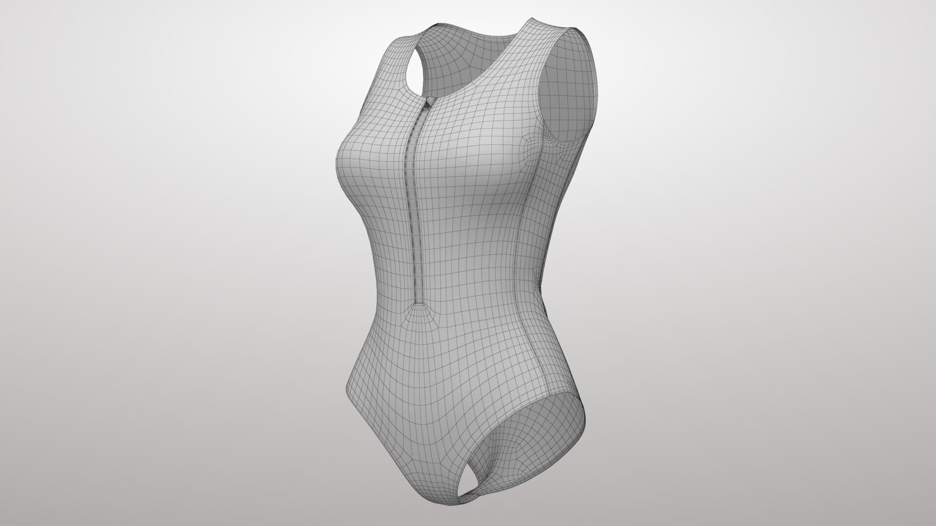 Blue Swimsuit with Zipper 3D Model
