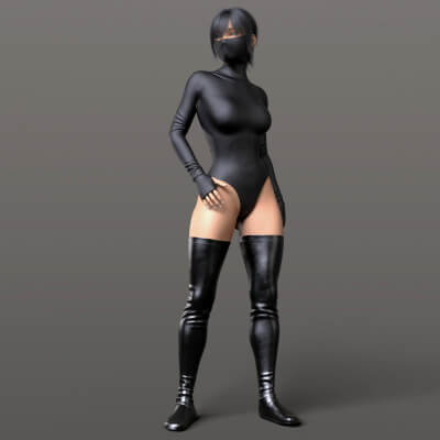 Bodysuit Mask and High Boots 4v G8F