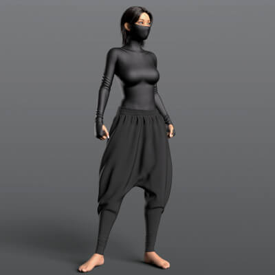 Bodysuit Mask and Wide Pants G8F