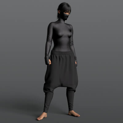 Bodysuit Mask and Wide Pants G9