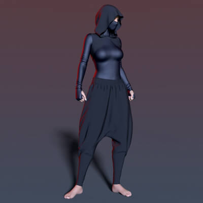 Bodysuit Mask Hood and Wide Pants G8F