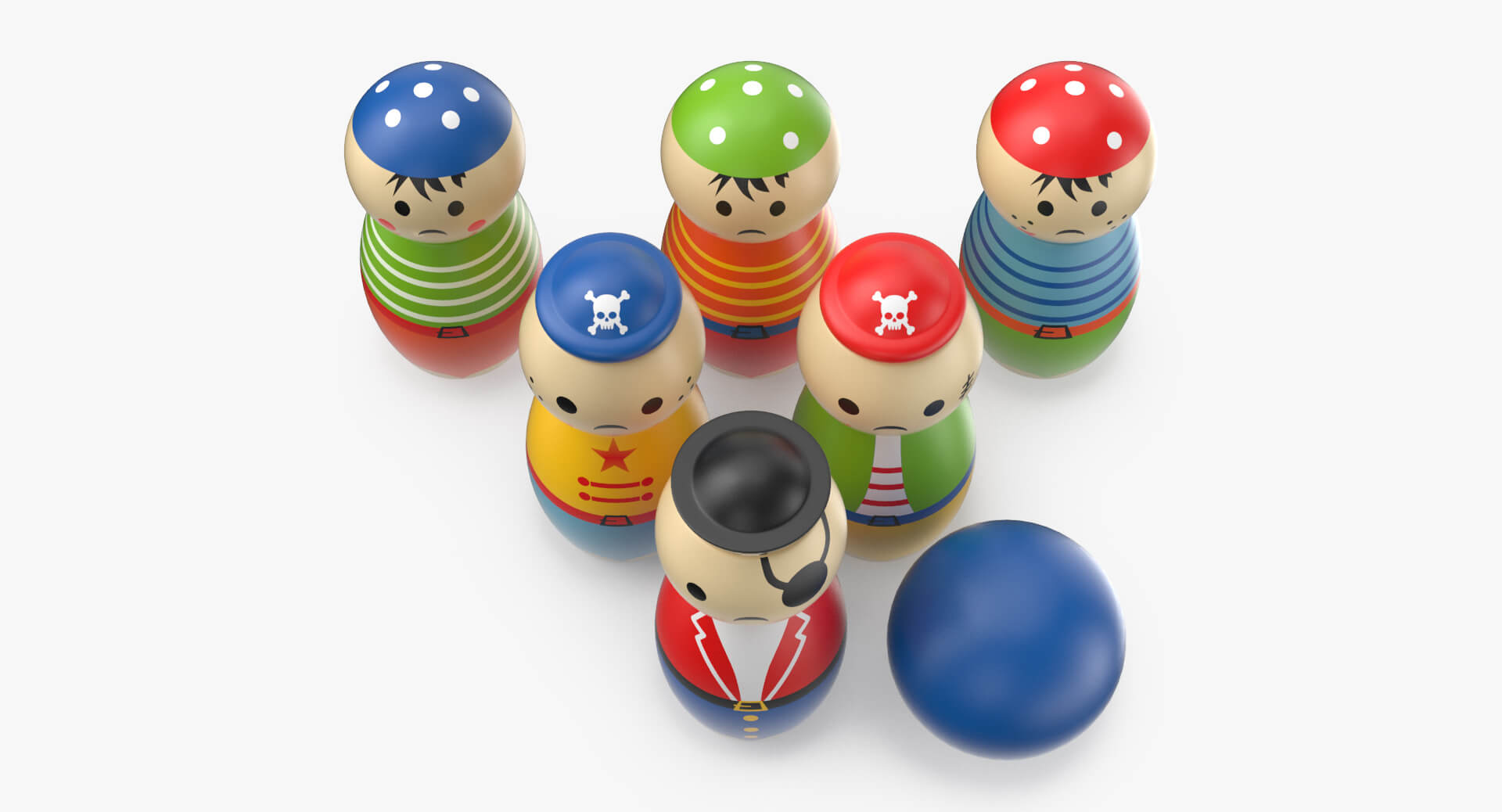 Bowling Pin Toy Pirates 3D Model