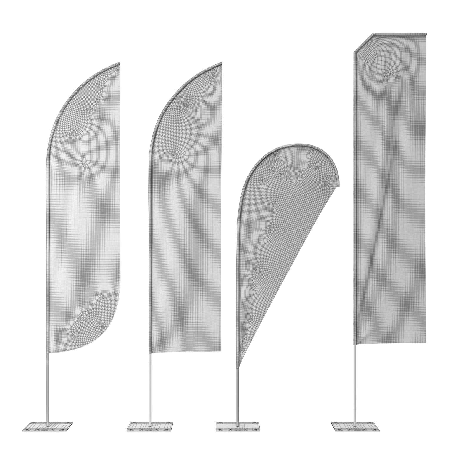 Collection Banners 4 in 1 3D Model 3D Model