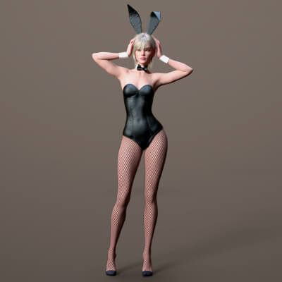 Corset 02v Bunny Fishnet Tights 2v G9
