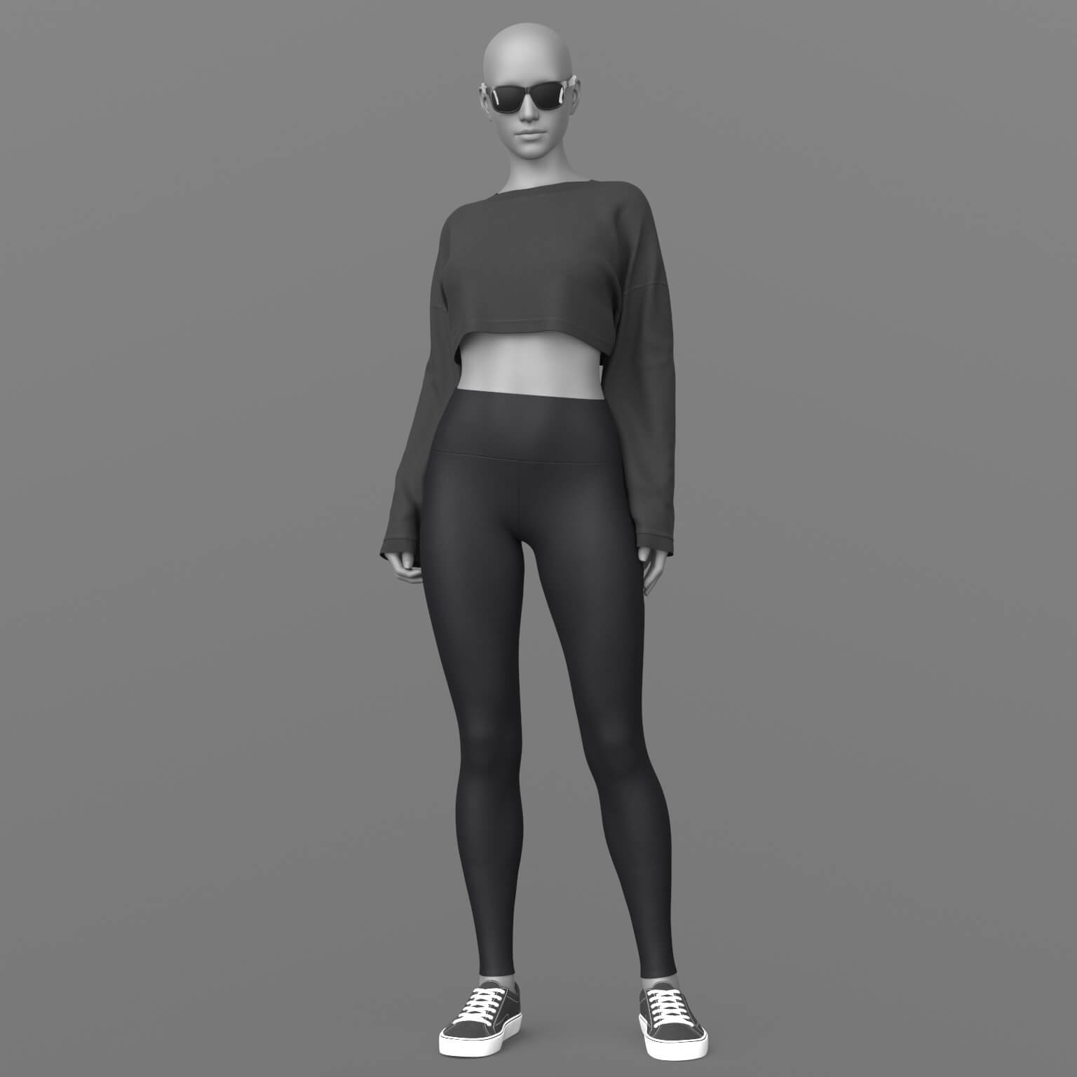 Cropped Sweatshirt Leggings Sneakers Sunglasses G8 Female Daz Content
