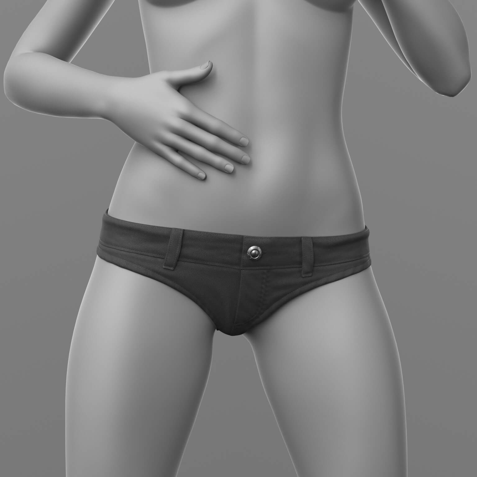 Shirt with Knot and Denim Panties G8 Female Daz Content