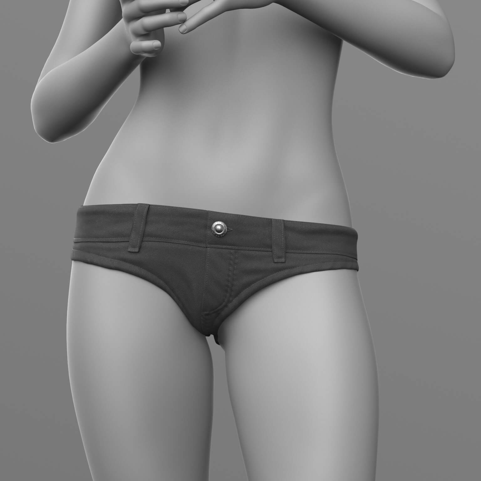 Shirt with Knot and Denim Panties G8 Female Daz Content