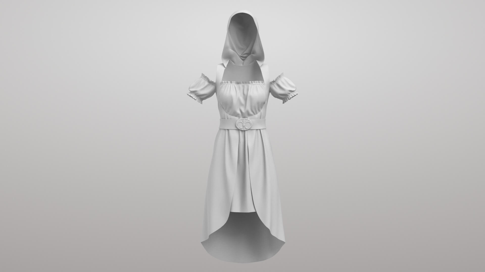 Dress with Hood 3D Model
