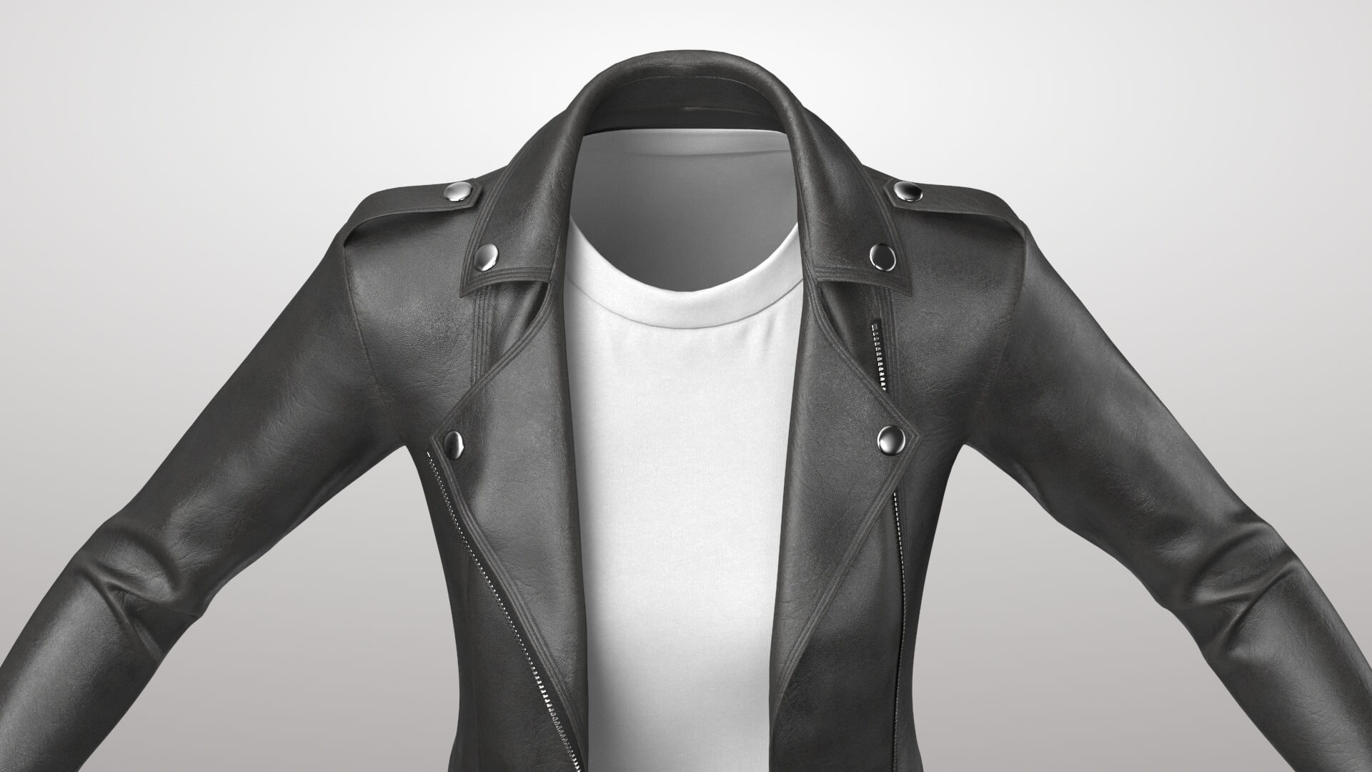 Female Leather Jacket 1v and T-Shirt 2v 3D Model