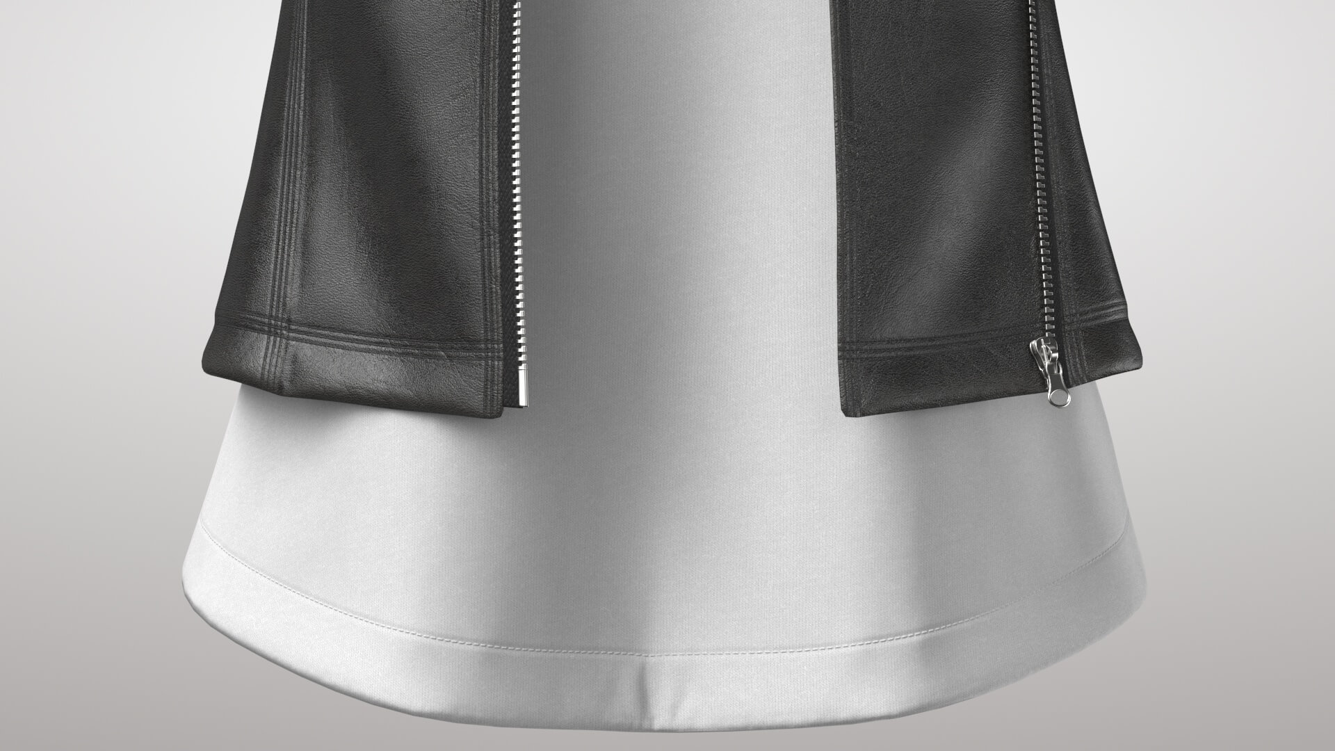 Female Leather Jacket 1v and T-Shirt 2v 3D Model