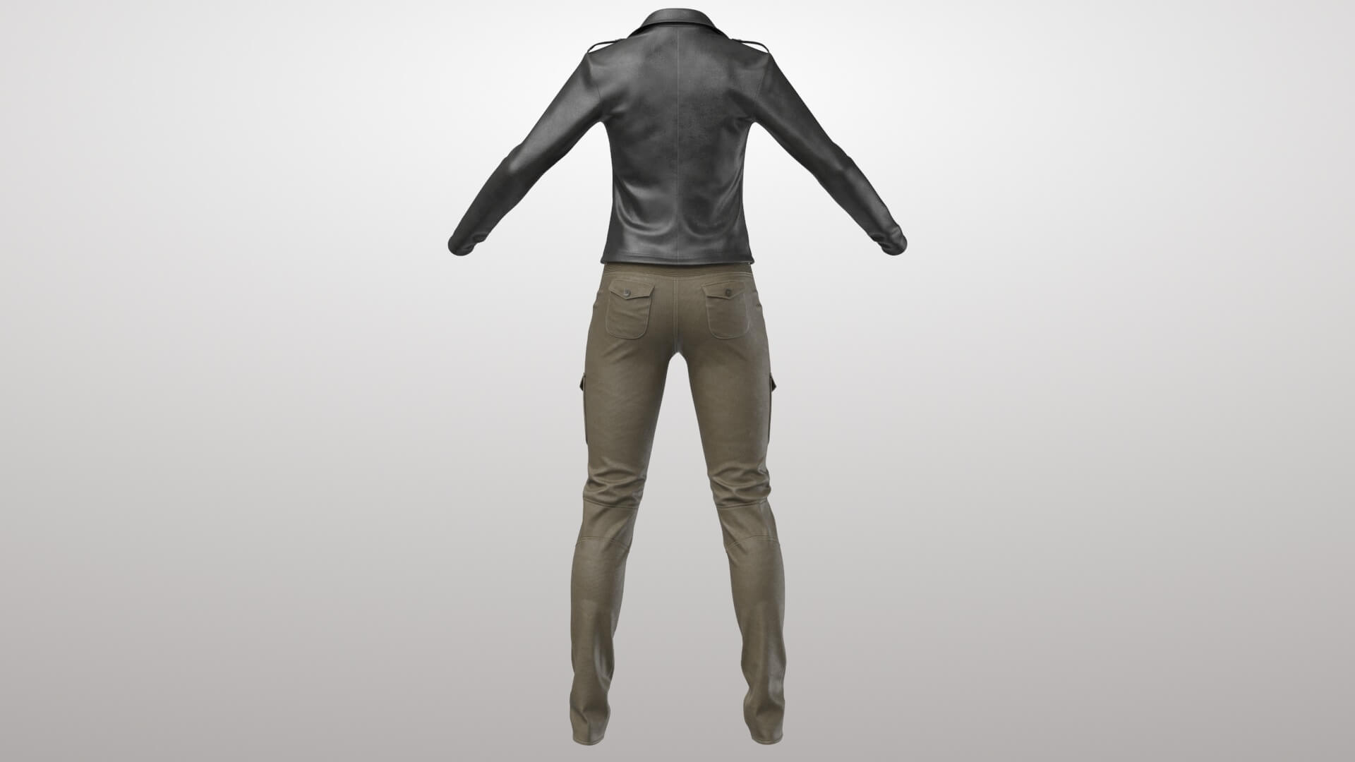 Female Leather Jacket 1v 3D Model