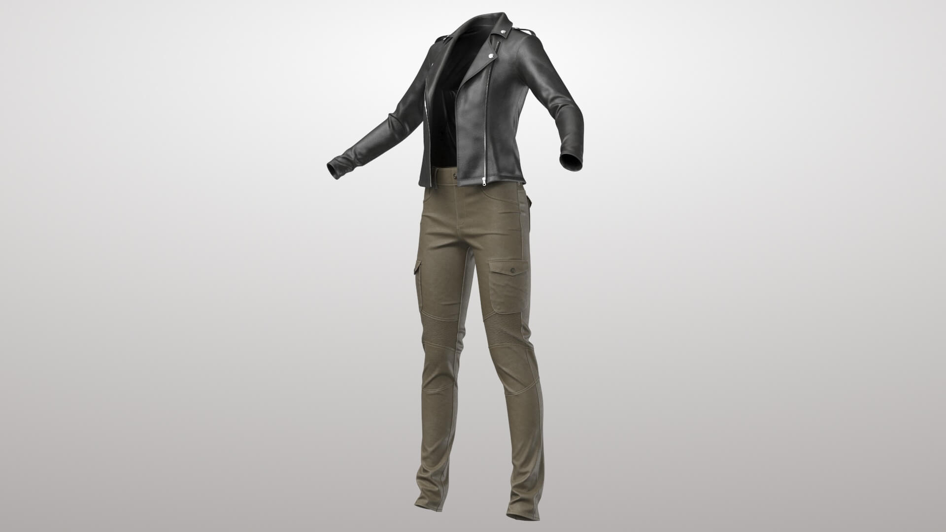 Female Leather Jacket 1v 3D Model