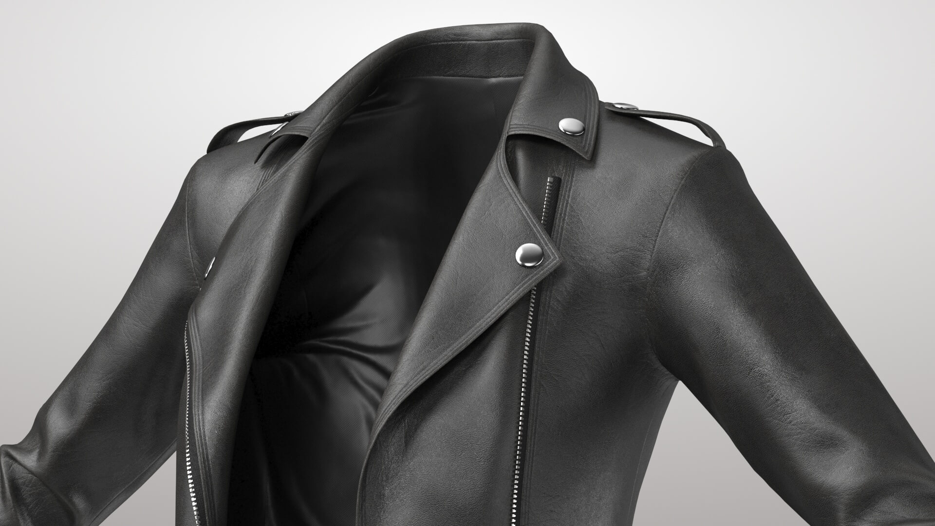 Female Leather Jacket 1v 3D Model