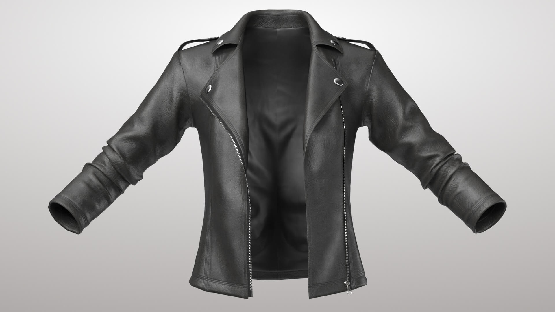 Female Leather Jacket 2v 3D Model