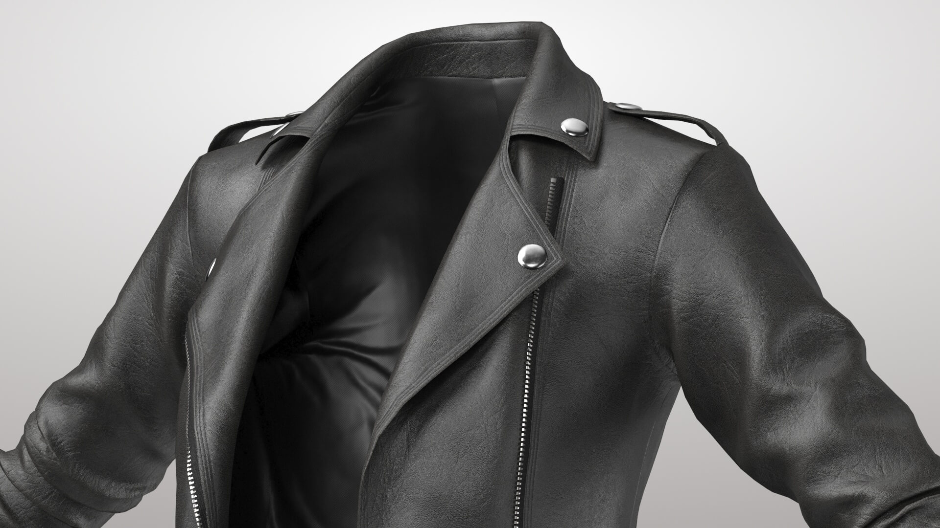 Female Leather Jacket 2v 3D Model