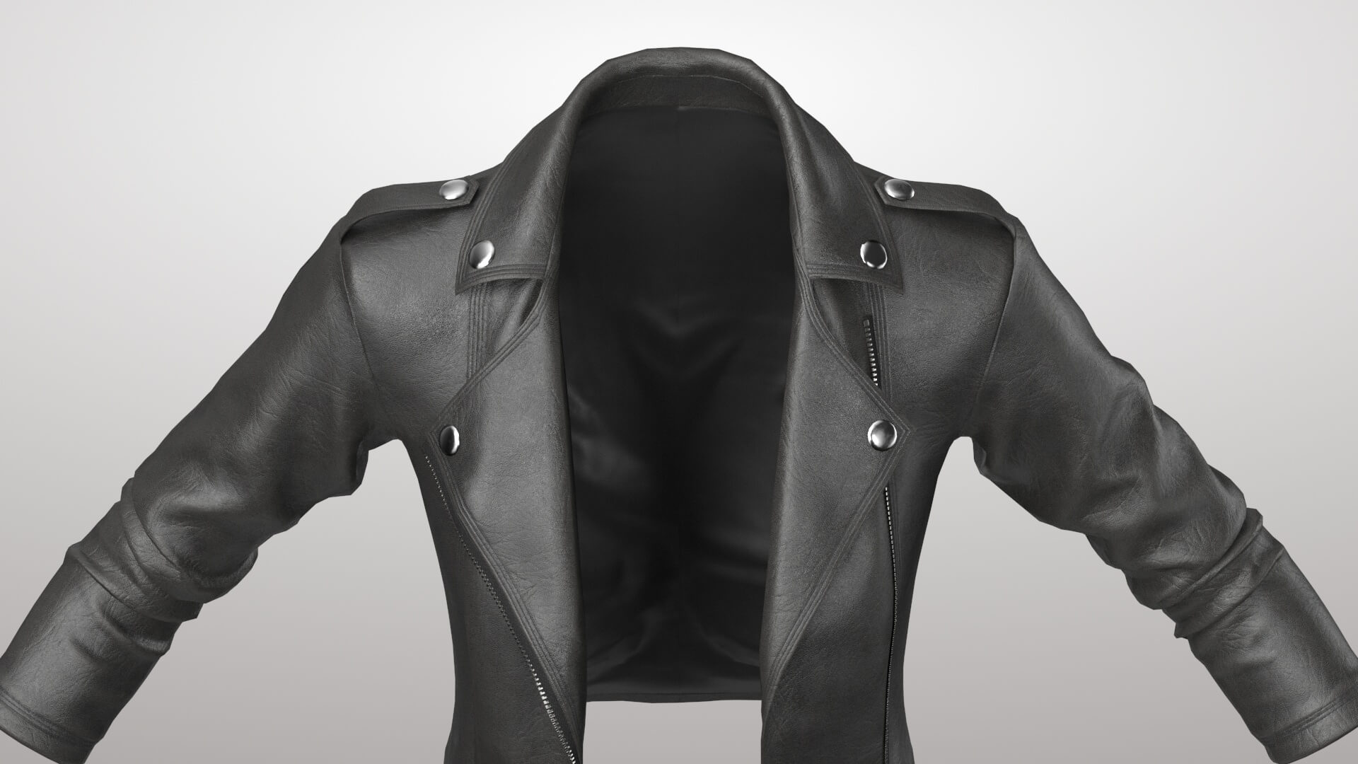 Female Leather Jacket 2v 3D Model