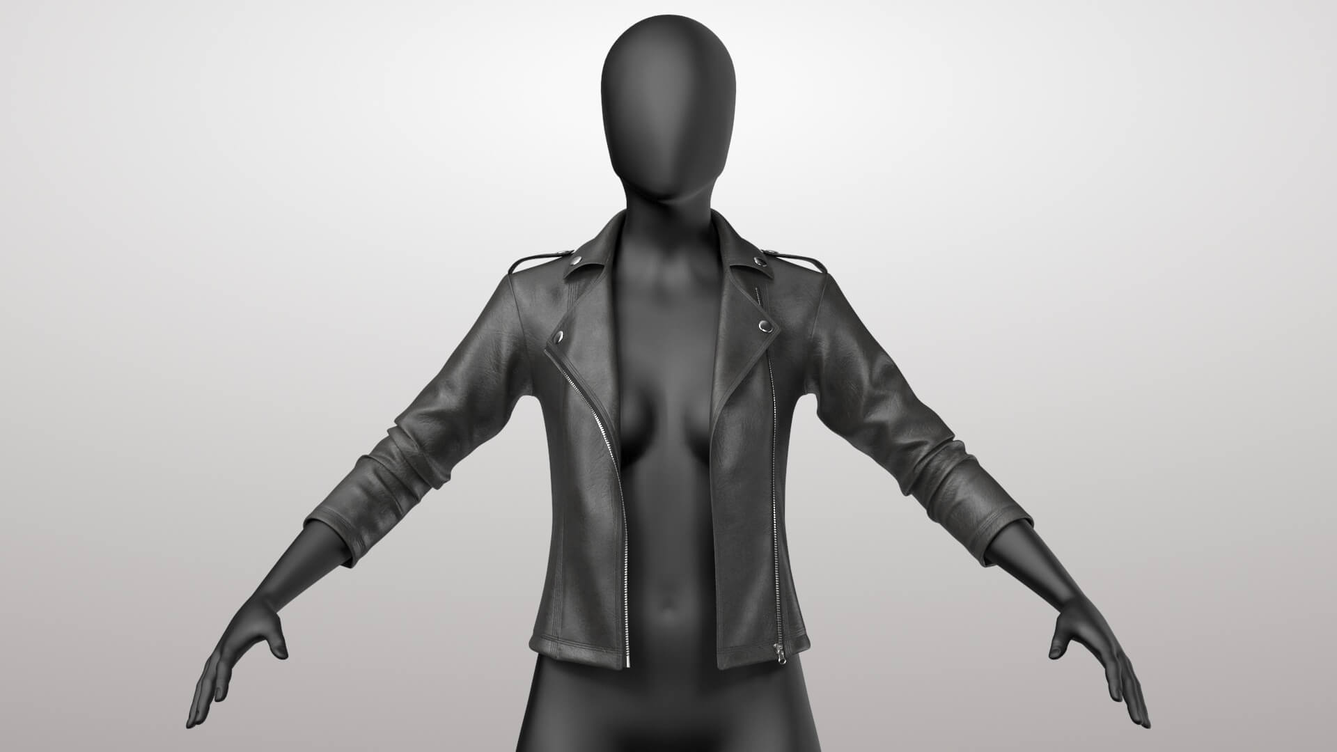 Female Leather Jacket 2v 3D Model