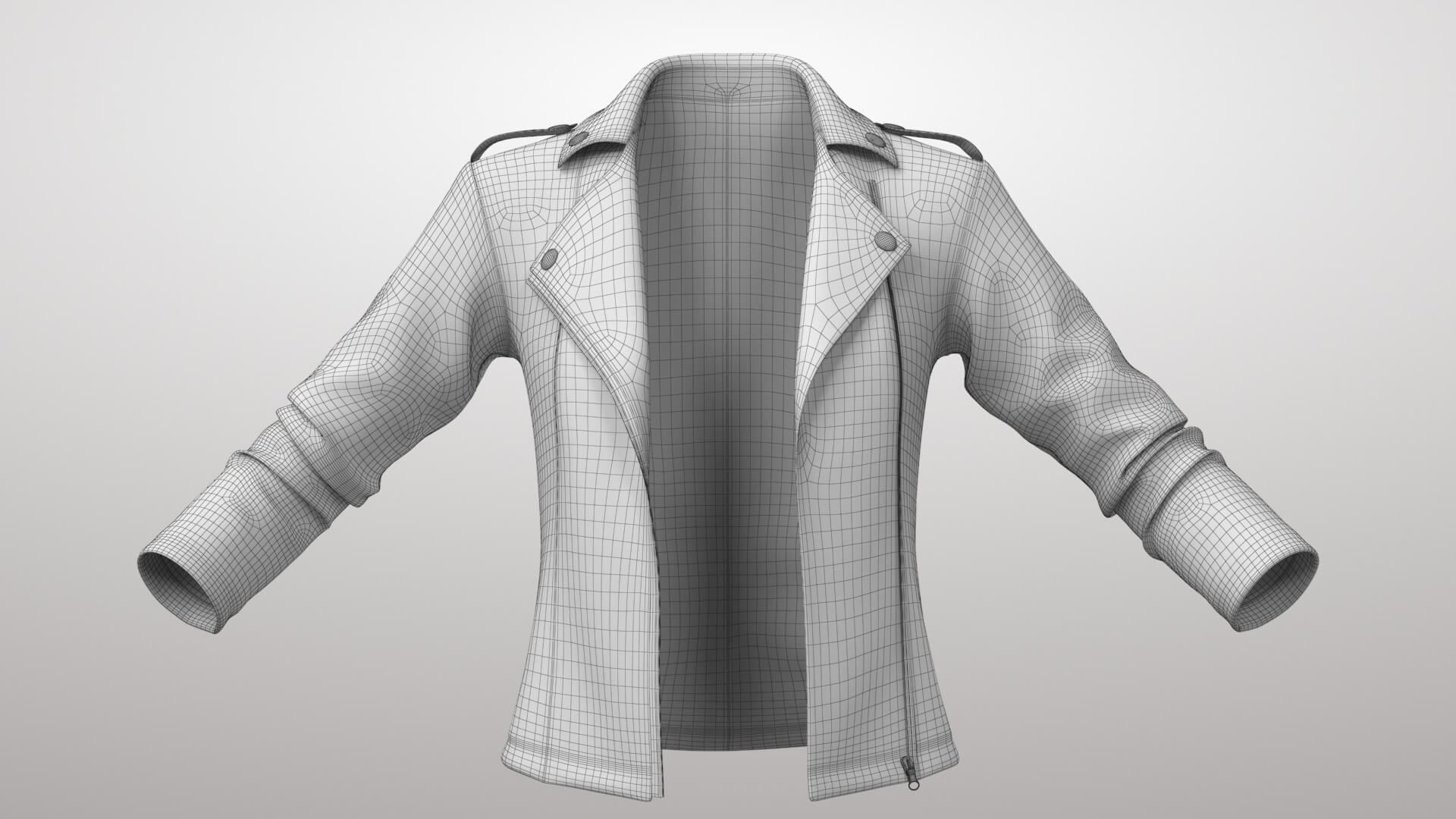 Female Leather Jacket 2v 3D Model