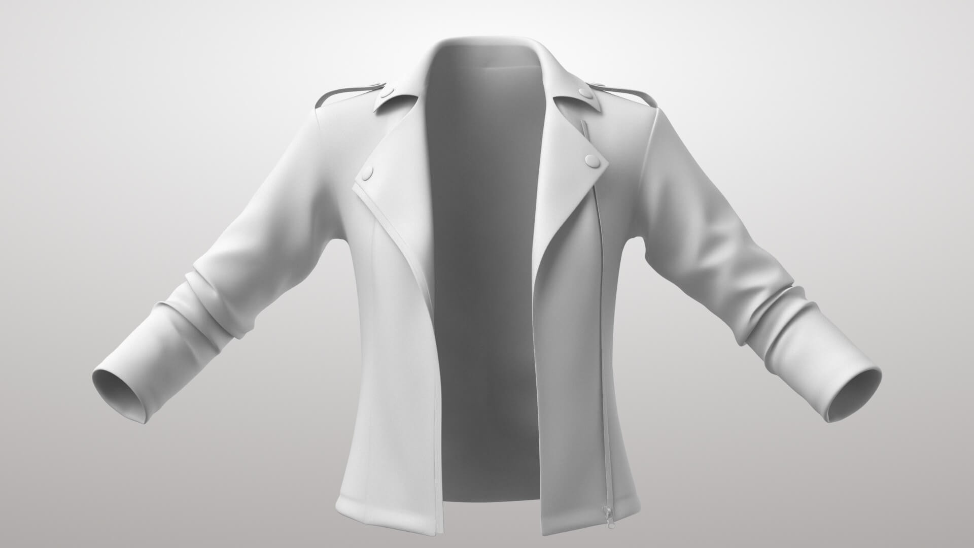 Female Leather Jacket 2v 3D Model