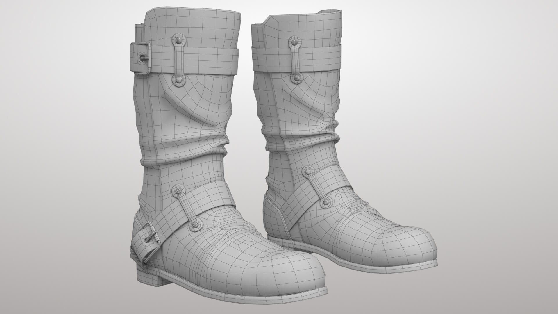 Female Leather Jacket Pants and Boots 1v 3D Model