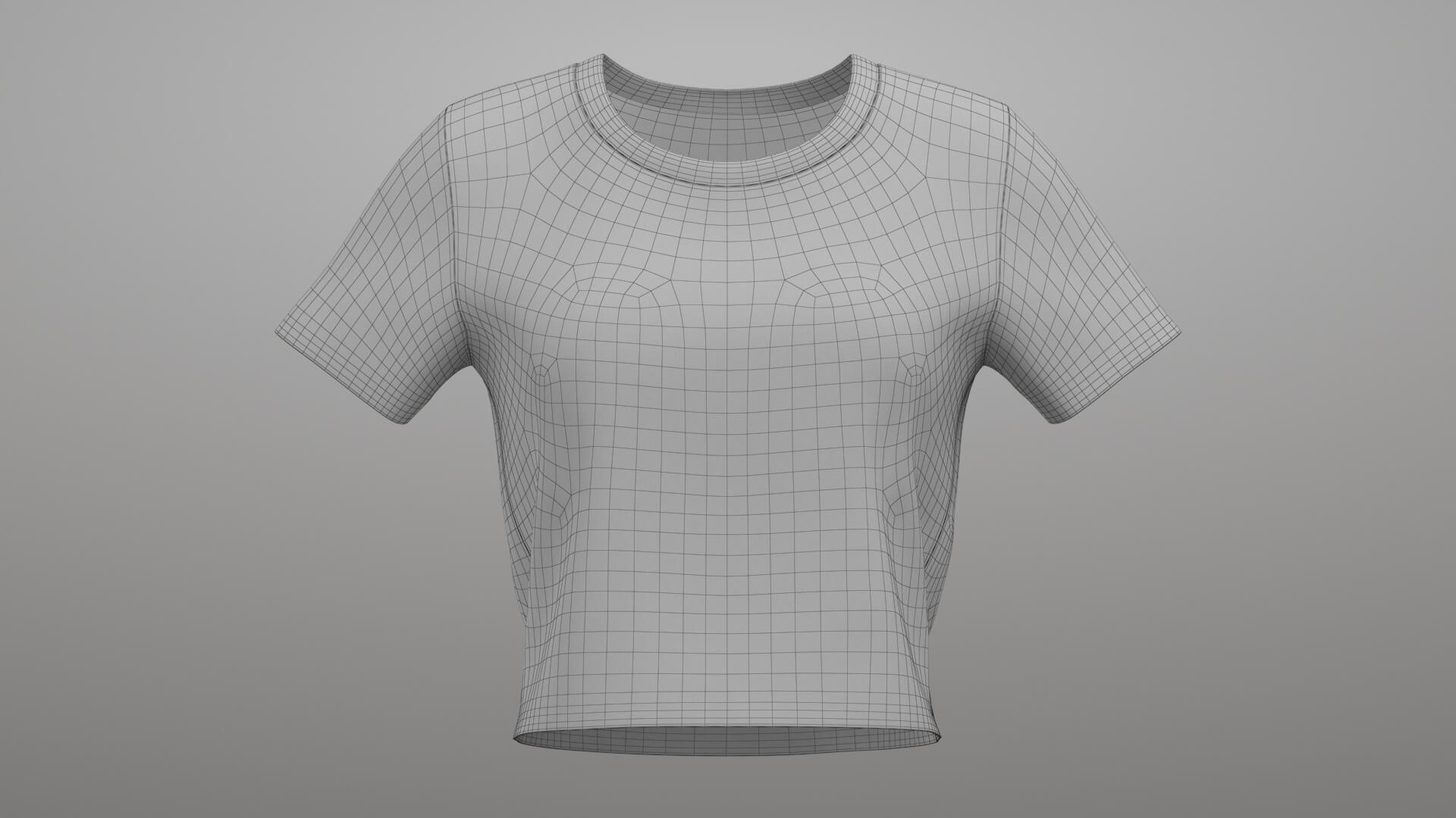 Female Short T-Shirt 3D Model