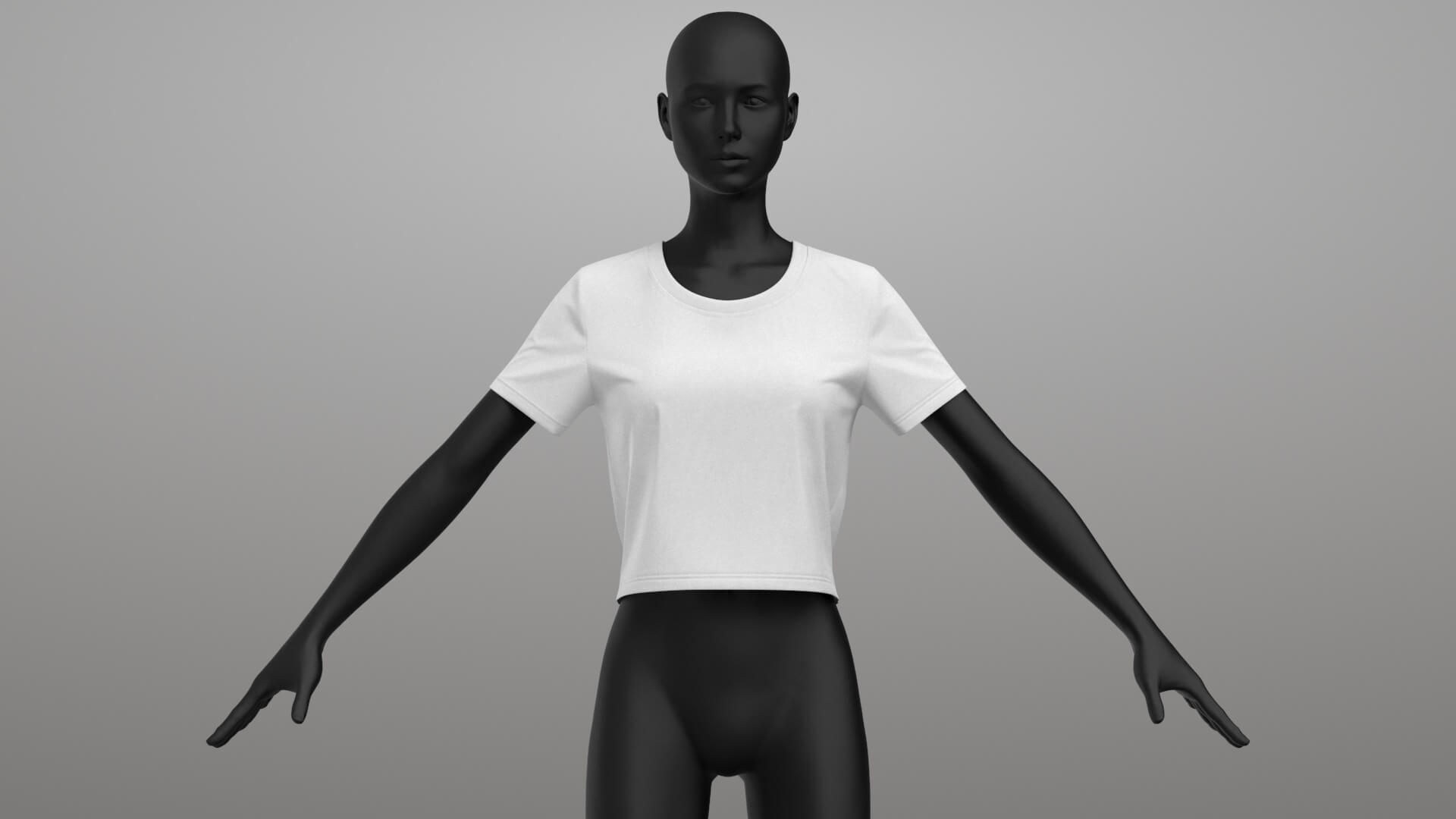 Female Short T-Shirt 3D Model