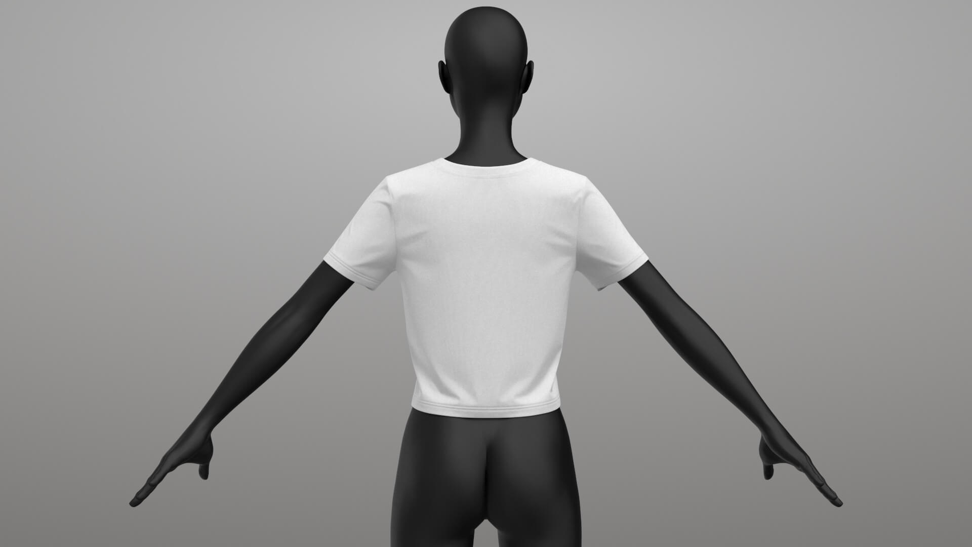Female Short T-Shirt 3D Model