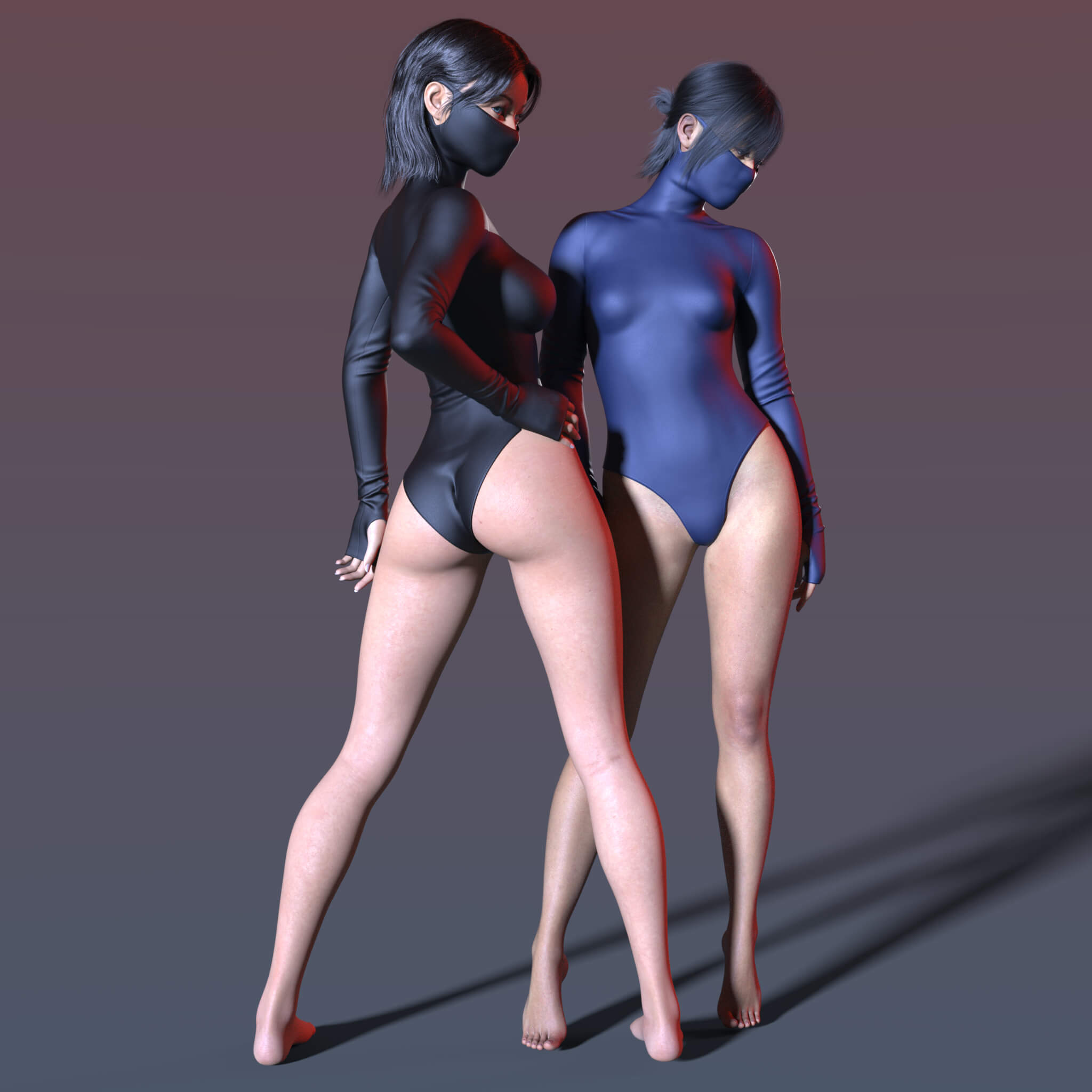 Bodysuit Mask Hood and Wide Pants G9 3D Render, Digital Artwork by Elena_Shvets