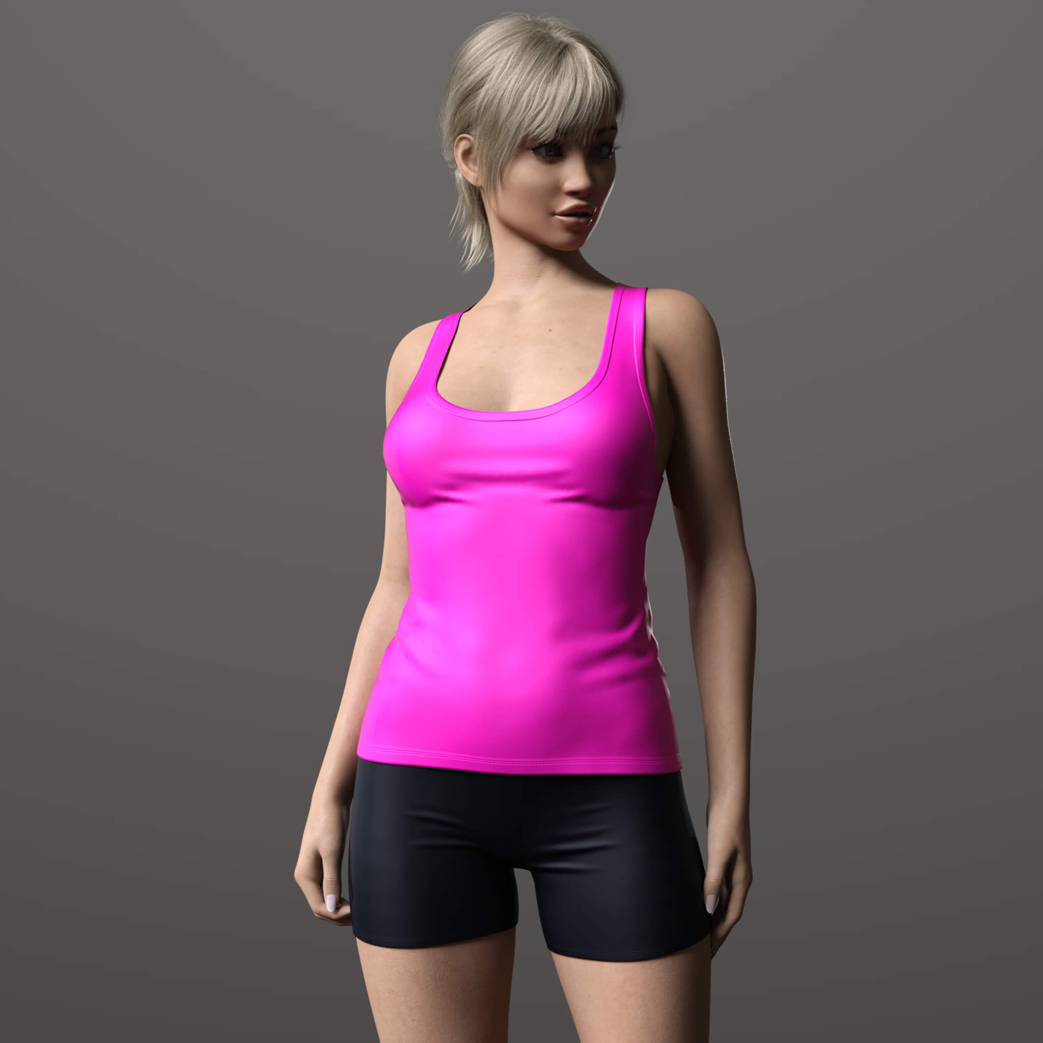 Fitness Tank Top and Sports Shorts 3D Render, Digital Artwork by Elena_Shvets