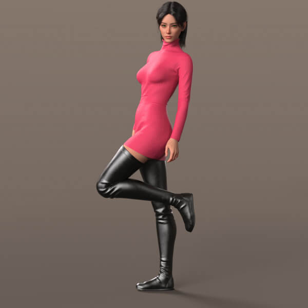 Knitted Dress and High Boots 4v G9