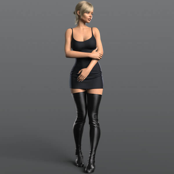Short Dress 2V and High Boots 4V G8 Female