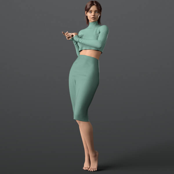 Short Sweater and Long Skirt